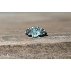 Aquamarine and blue Montana sapphire engagement ring size 3 4 5 6 7 8 9 …